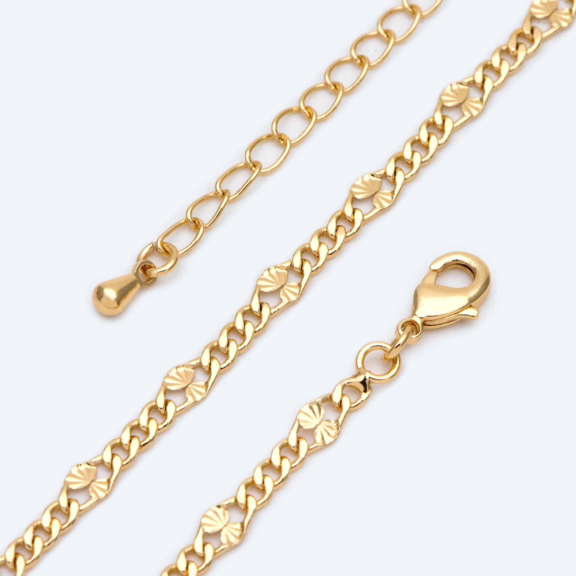Curb Link Chain Necklaces 2.6mm Wide, Finished Necklace with Extender Chain, Ready to Wear, 18-20 Inch Adjustable (#LK-469)